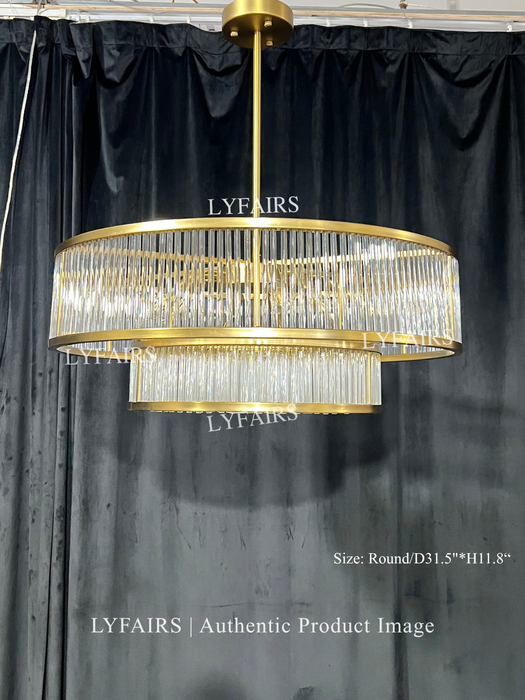 Modern Round/Rectangular Glass Rods Chandelier
