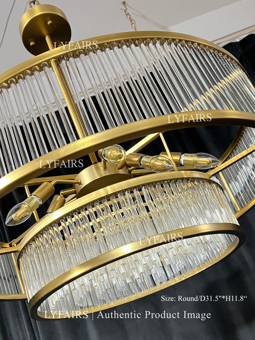 Modern Round/Rectangular Glass Rods Chandelier