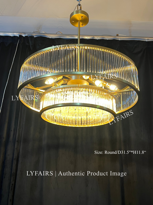 Modern Round/Rectangular Glass Rods Chandelier