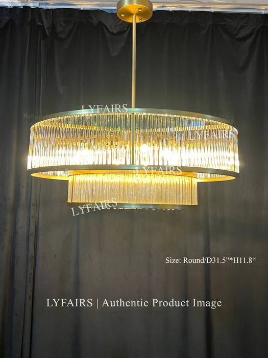 Modern Round/Rectangular Glass Rods Chandelier
