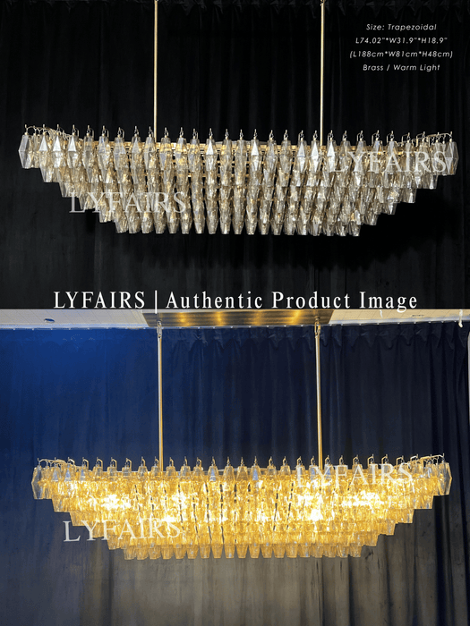 Modern Round/Rectangular/Funnel Smoke Glass Chandelier for Low-ceiling