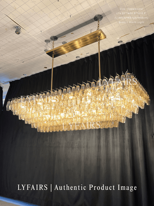Modern Round/Rectangular/Funnel Smoke Glass Chandelier for Low-ceiling