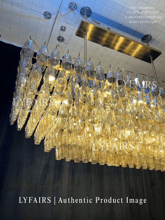 Modern Round/Rectangular/Funnel Smoke Glass Chandelier for Low-ceiling