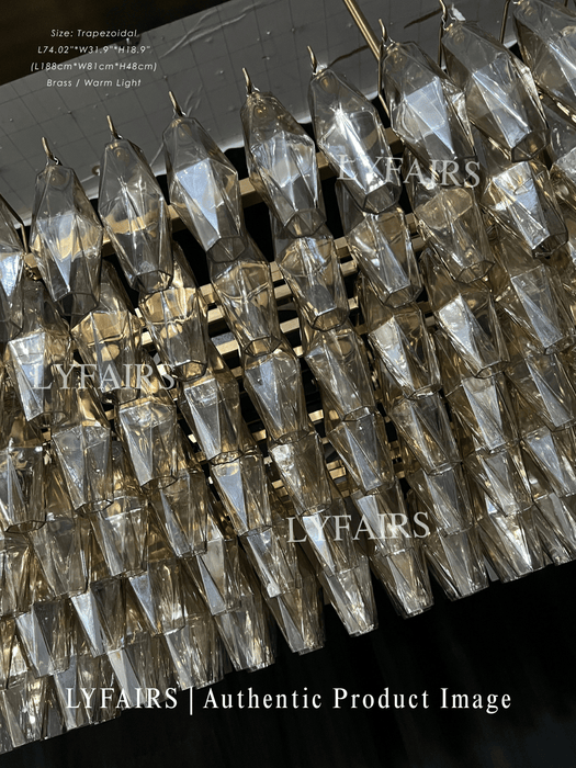 Modern Round/Rectangular/Funnel Smoke Glass Chandelier for Low-ceiling