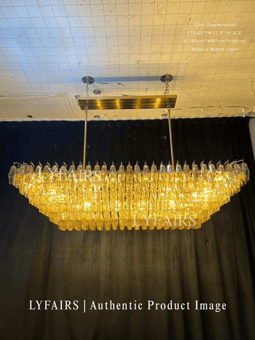 Modern Round/Rectangular/Funnel Smoke Glass Chandelier for Low-ceiling