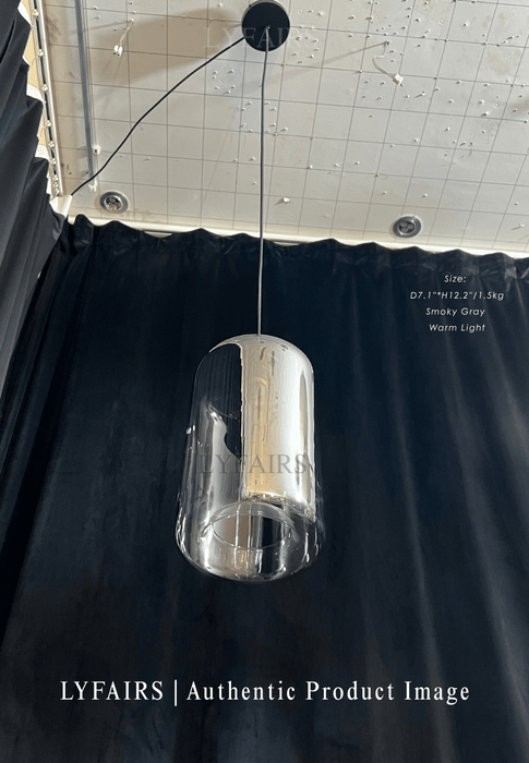 Modern Single Smoke Gray Glass Pendant