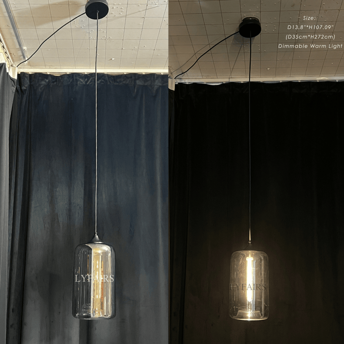 Modern Single Smoke Gray Glass Pendant