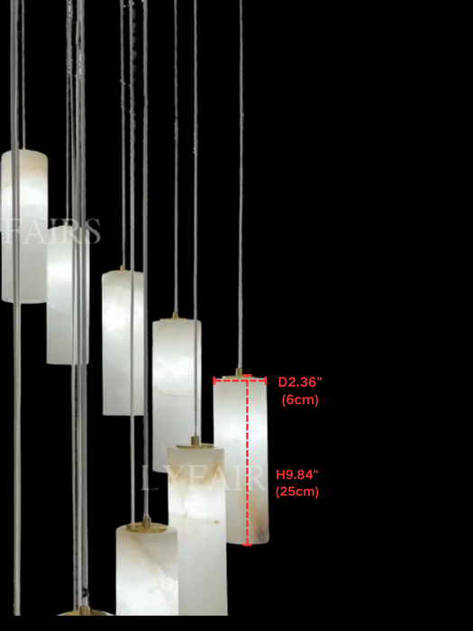 Modern Spiral Alabaster Column Chandelier for High Ceiling