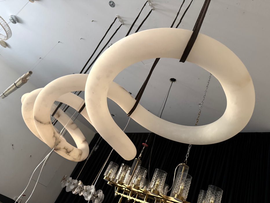 Modern Statement Infinity Wavy Twist Alabaster Chandelier