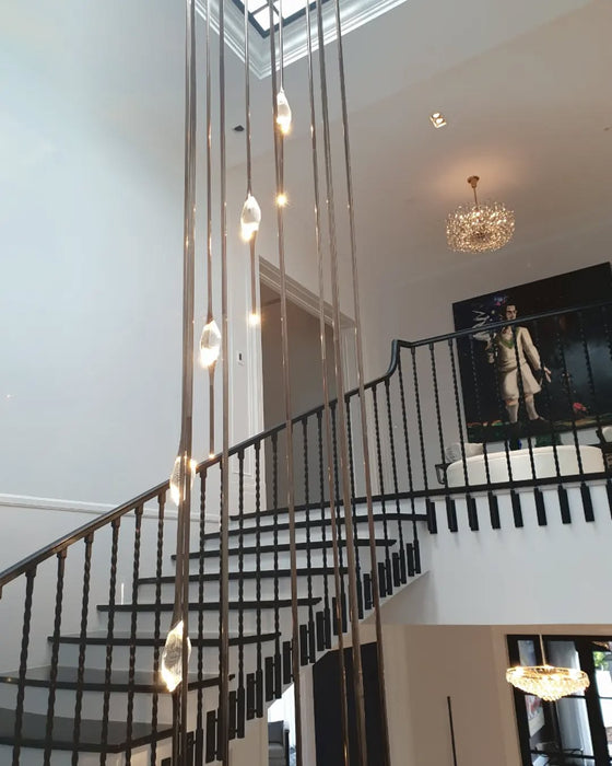 Modern Stick Crystal Chandelier for Staircase/Foyer/Entryway