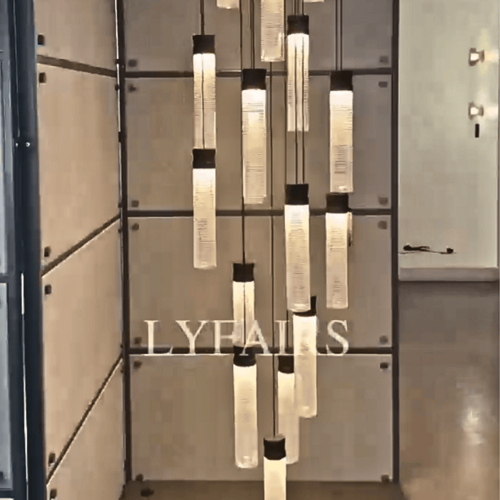 Modern Suspended Multi-Tube Acrylic Chandelier for High-ceiling