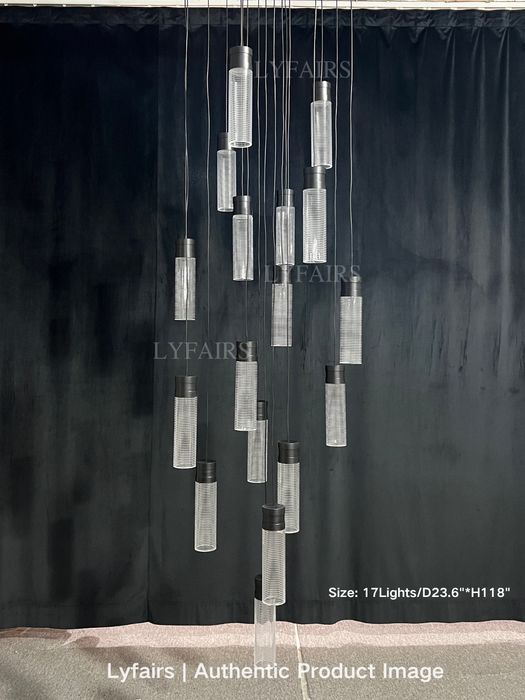 Modern Suspended Multi-Tube Acrylic Chandelier for High-ceiling