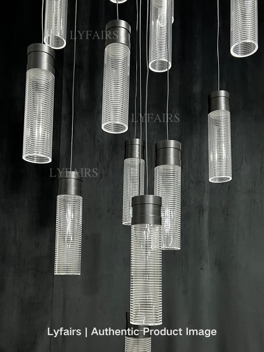 Modern Suspended Multi-Tube Acrylic Chandelier for High-ceiling