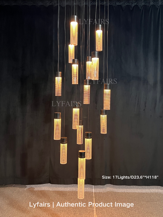 Modern Suspended Multi-Tube Acrylic Chandelier for High-ceiling