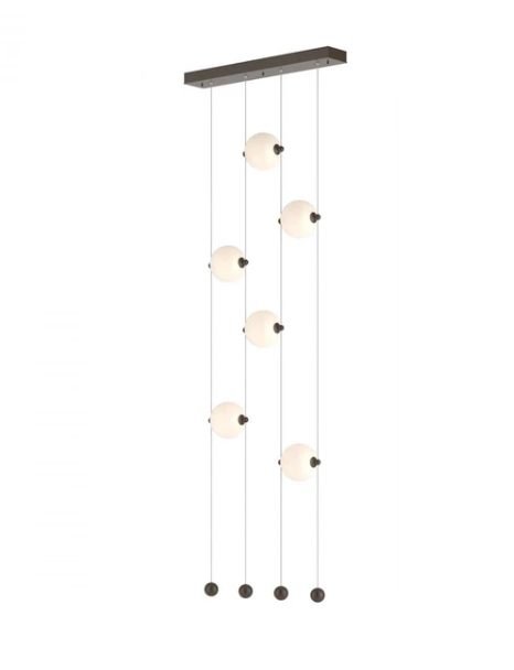 Modern 6-Light Vertical Glass Globe Ceiling Chandelier