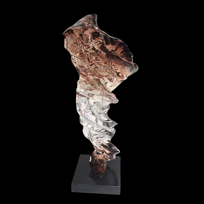 Modern Abstract Champagne Amber Gradient Resin Art Sculpture