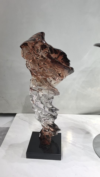 Modern Abstract Champagne Amber Gradient Resin Art Sculpture