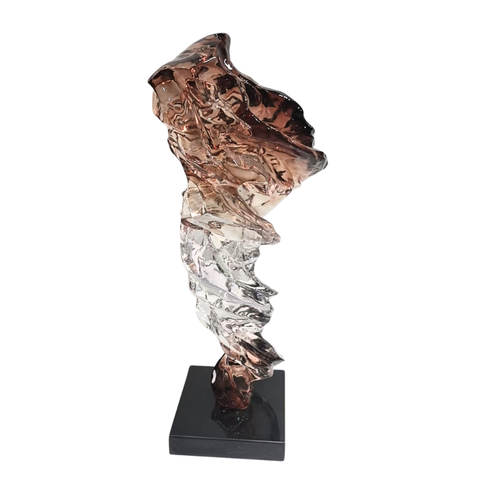 Modern Abstract Champagne Amber Gradient Resin Art Sculpture