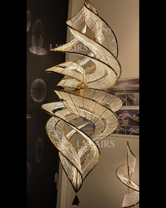 Modern Artistic Double Spiral Acrylic Chandelier for High Ceilings/Staircase/Foyer