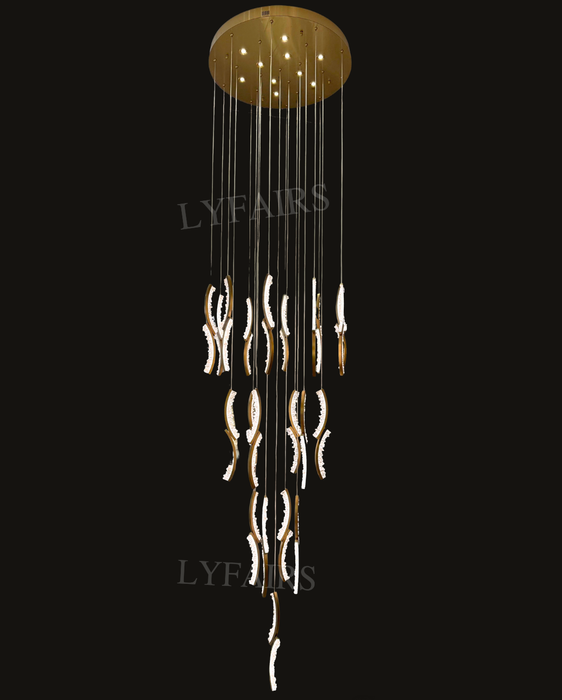 Modern Artistic Flowing Natural Crystal Wave Chandelier