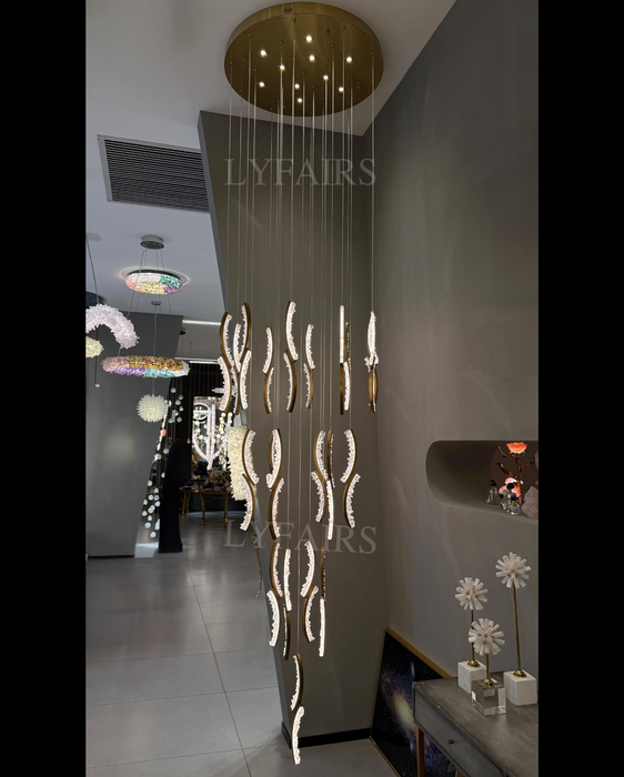 Modern Artistic Flowing Natural Crystal Wave Chandelier