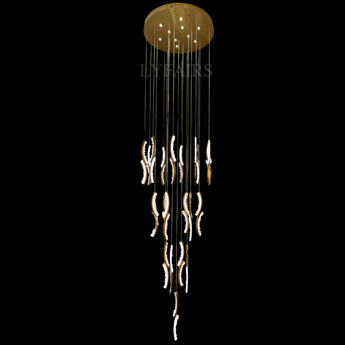 Modern Artistic Flowing Natural Crystal Wave Chandelier