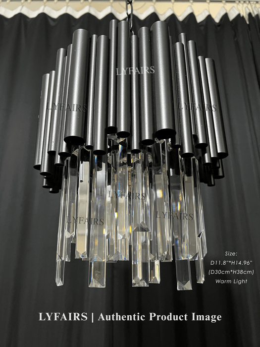 Modern Black Tube Crystal Pendant for Kitchen Island