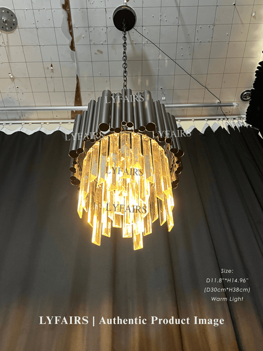 Modern Black Tube Crystal Pendant for Kitchen Island