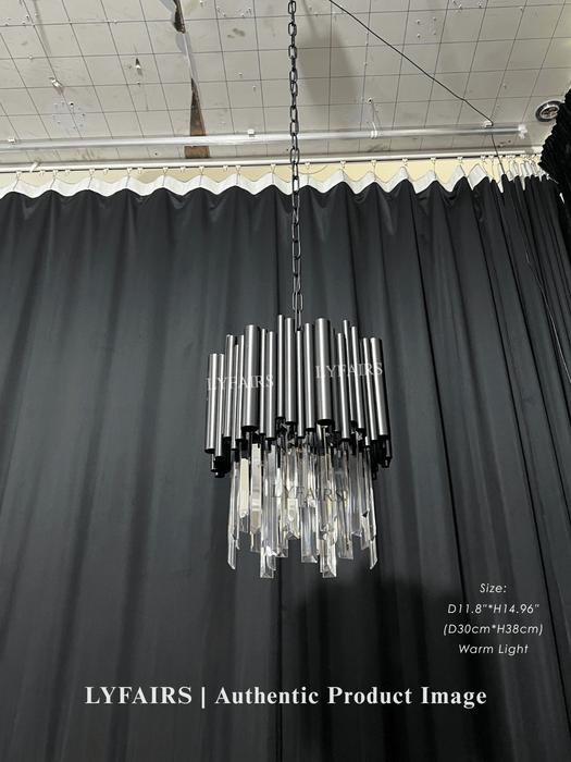 Modern Black Tube Crystal Pendant for Kitchen Island