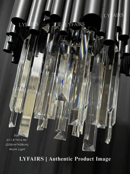 Modern Black Tube Crystal Pendant for Kitchen Island
