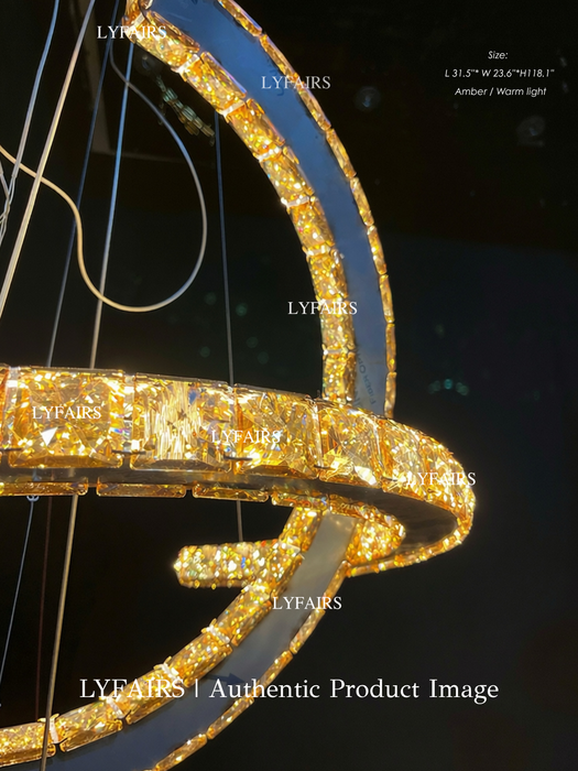 Modern Crystal Double C Chandelier In Chrome Finish for Dining Room/Living Room/Bedroom