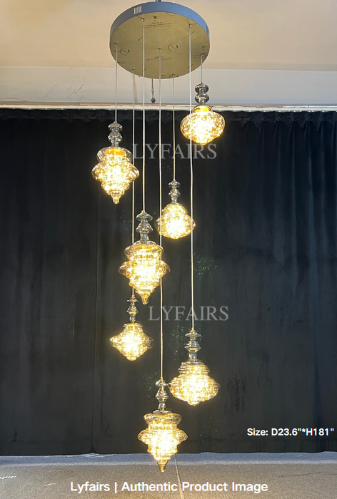 Modern Gray Glass Starry Sky Pendant Light Fixture for Dining Room/Bar/Kitchen Island