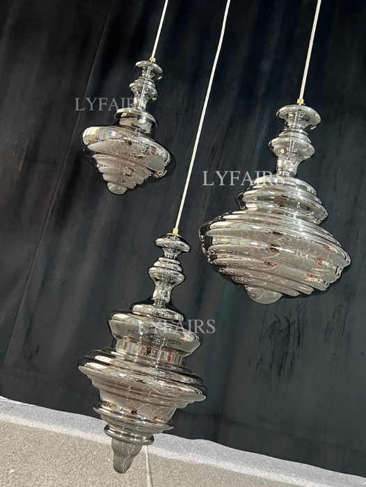 Modern Gray Glass Starry Sky Pendant Light Fixture for Dining Room/Bar/Kitchen Island