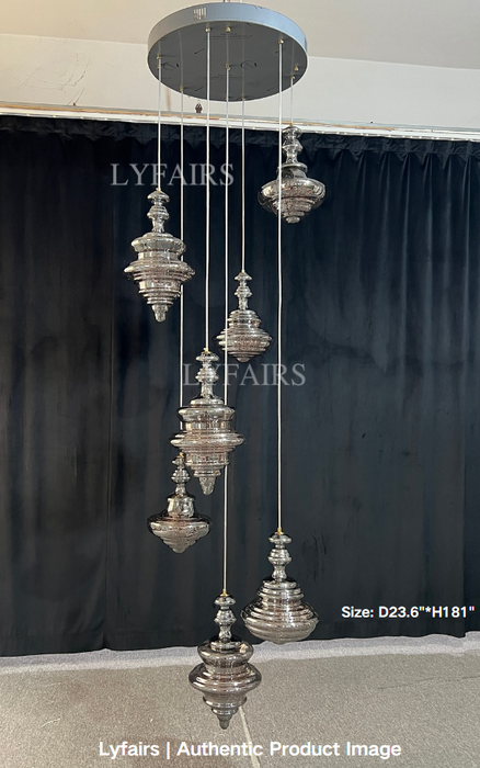 Modern Gray Glass Starry Sky Pendant Light Fixture for Dining Room/Bar/Kitchen Island