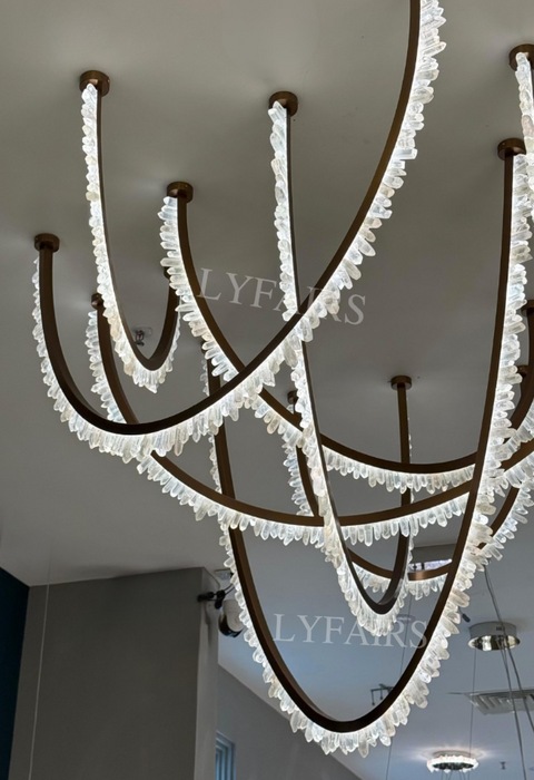 Modern High-End Curved Necklace Natural Crystal Ceiling Chandelier