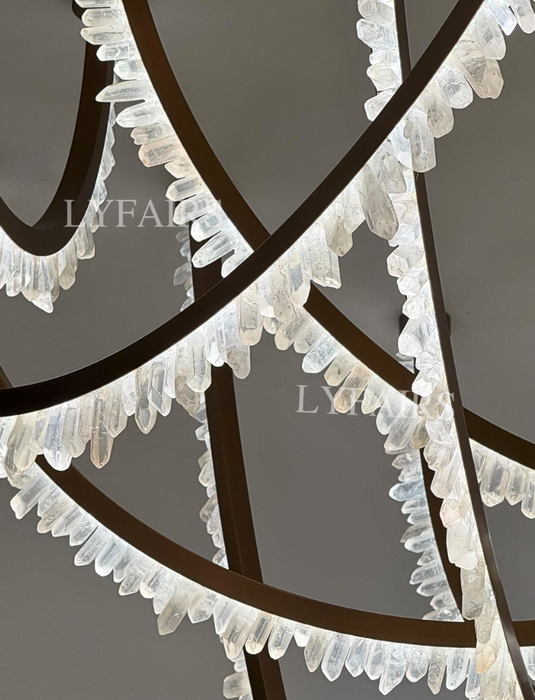 Modern High-End Curved Necklace Natural Crystal Ceiling Chandelier