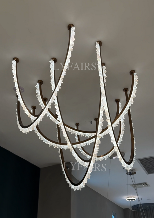 Modern High-End Curved Necklace Natural Crystal Ceiling Chandelier