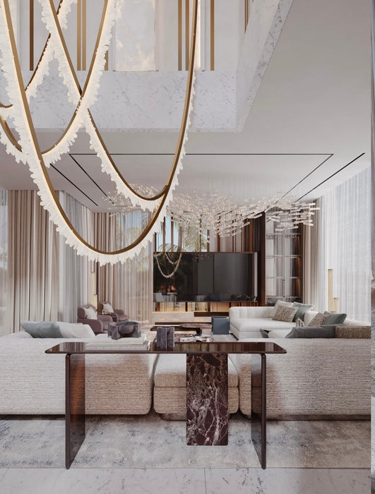 Modern High-End Curved Necklace Natural Crystal Ceiling Chandelier