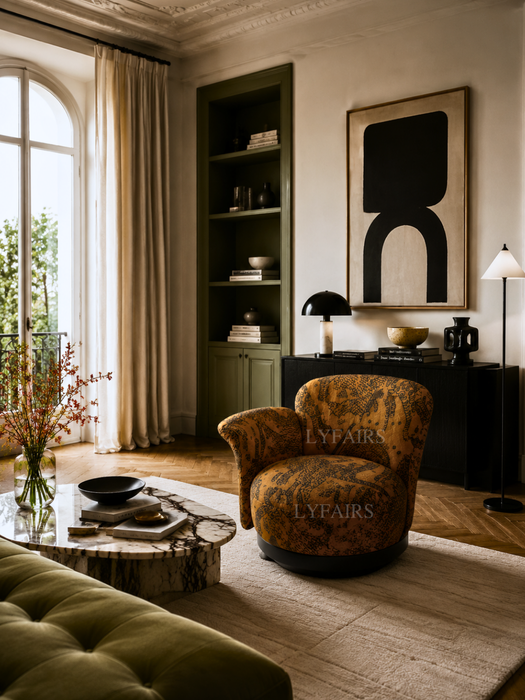 Modern Irregular Arm Tiger Pattern Sculptural Lounge Chair