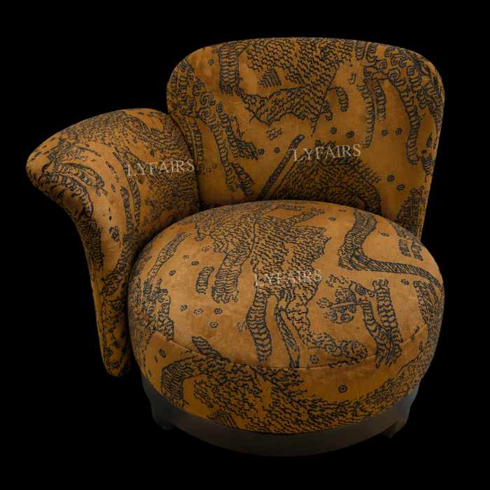 Modern Irregular Arm Tiger Pattern Sculptural Lounge Chair