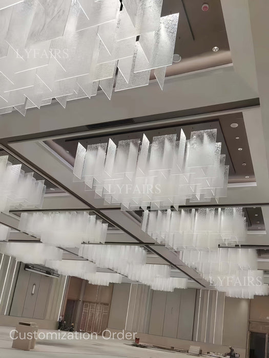 Modern Layered Textured Glass Panel Ceiling Light for Hotel Lobby/Living Room