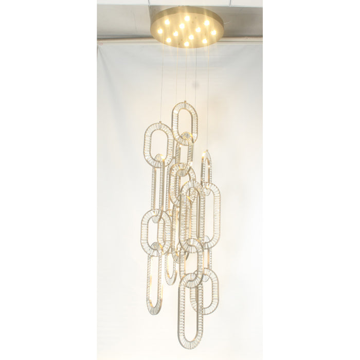 Modern Luxury Crystal Chain Cluster Chandelier for High Ceiling/Dining Room