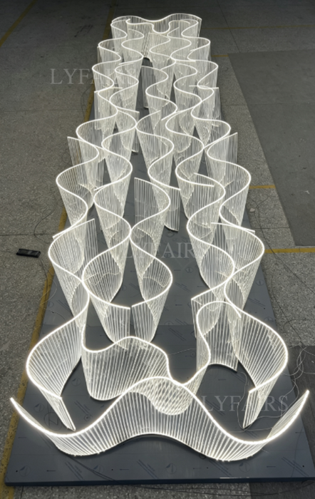 Modern Luxury Rectangular Translucent Acrylic Ribbon Chandelier