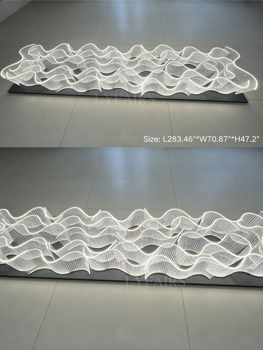 Modern Luxury Rectangular Translucent Acrylic Ribbon Chandelier