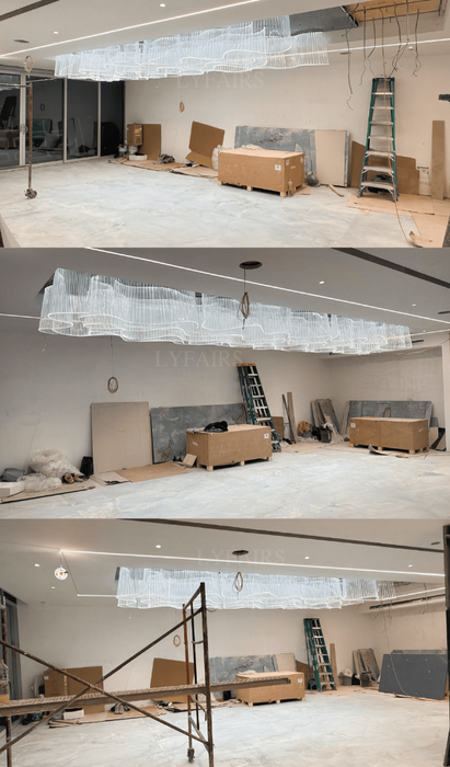Modern Luxury Rectangular Translucent Acrylic Ribbon Chandelier
