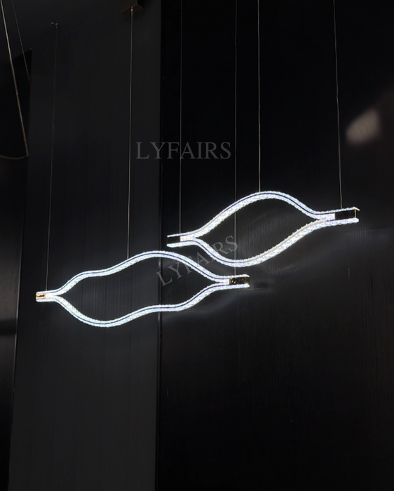 Modern Minimalist Flowing Wave Crystal Chandelier for Dining Room/Kitchen Island/Bedroom