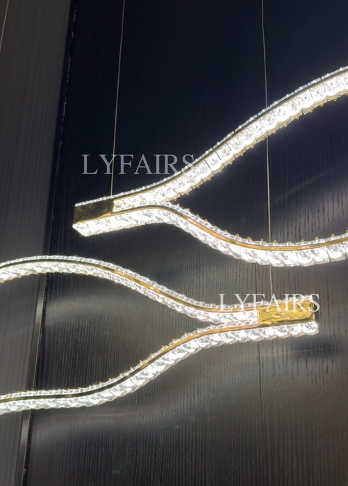Modern Minimalist Flowing Wave Crystal Chandelier for Dining Room/Kitchen Island/Bedroom