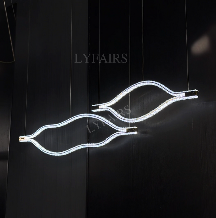 Modern Minimalist Flowing Wave Crystal Chandelier for Dining Room/Kitchen Island/Bedroom