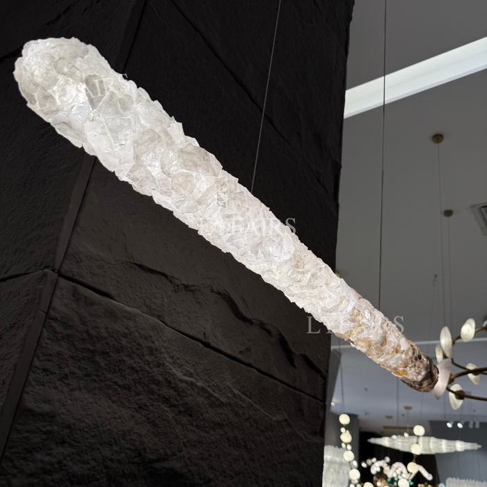 Modern Minimalist Linear Bar Natural Crystal Cluster Ceiling Light