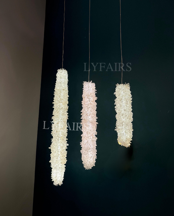 Modern Minimalist Vertical Natural Crystal Pillar Pendant Light